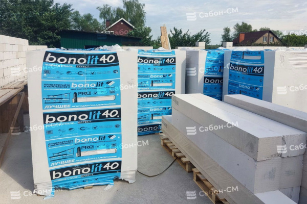 Газосиликатные блоки Бонолит D600 600х250х100 перегородочные