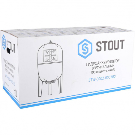 Расширительный бак гидроаккумулятор Stout STH-0002 синий вертикальный 100 л